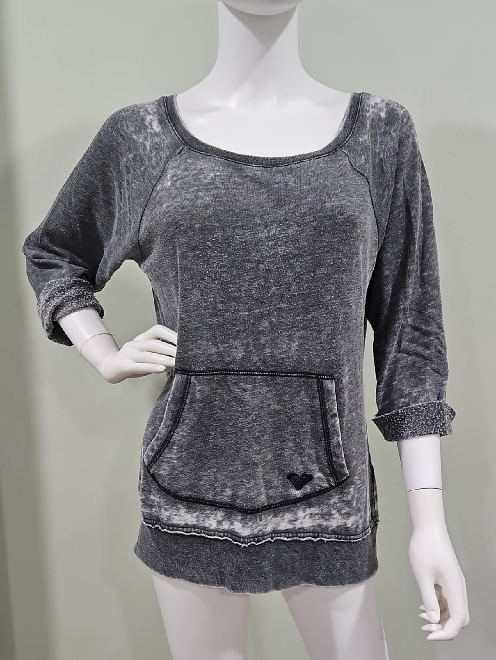 Roxy Washed Charcoal Scoop-Neck Sweatshirt